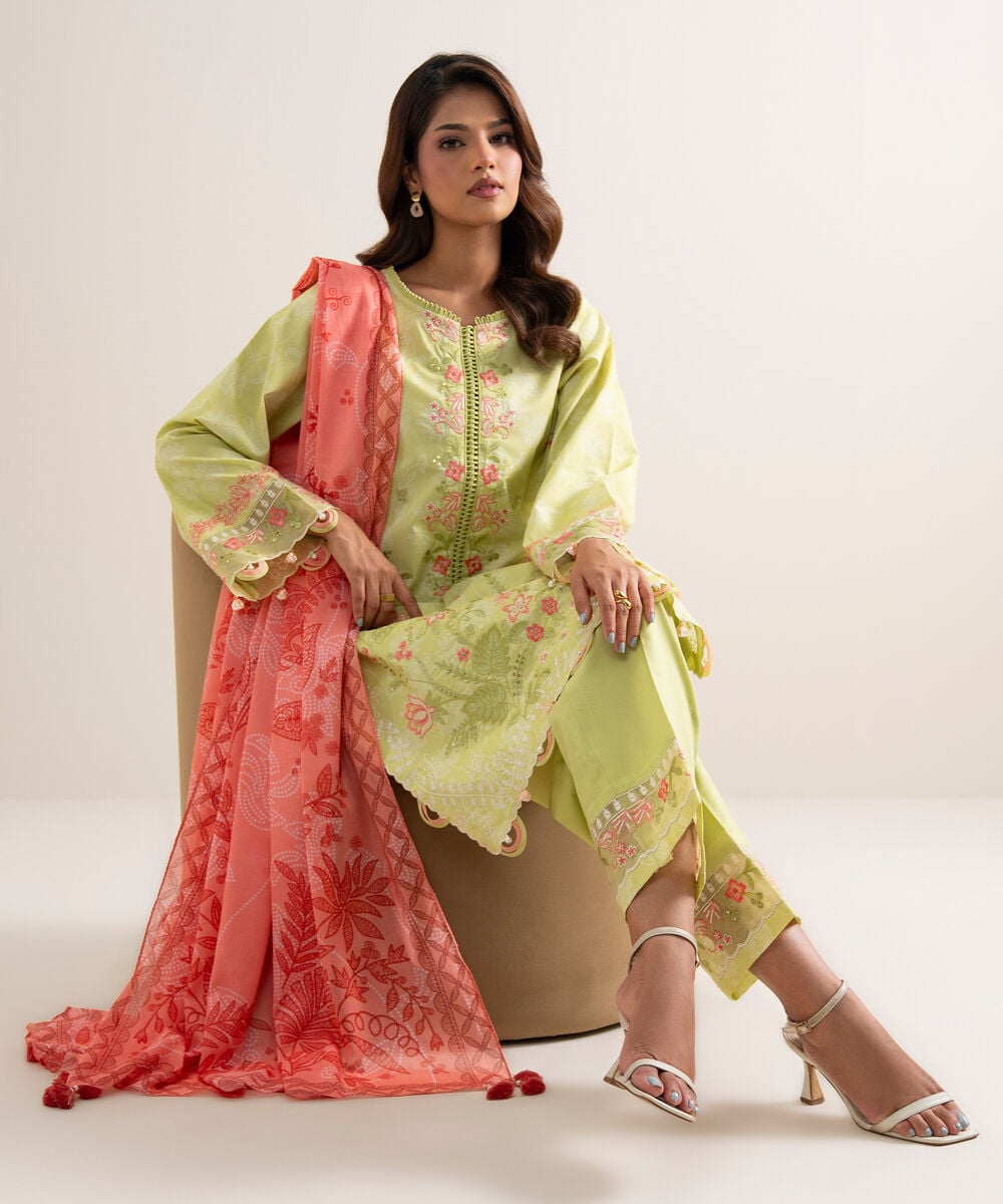 3 Piece - Embroidered Lawn Suit — Sapphire