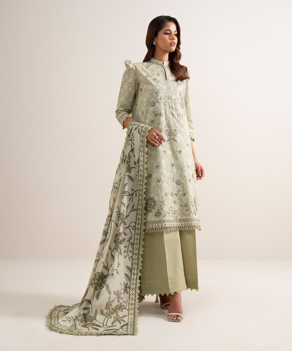 3 Piece - Embroidered Lawn Suit — Sapphire