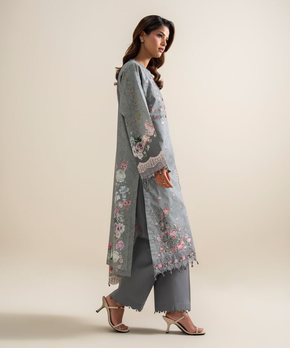 3 Piece - Embroidered Lawn Suit โ Sapphire view 3