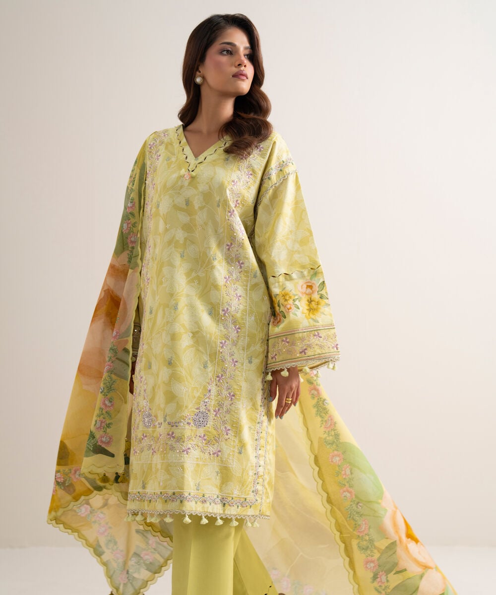 3 Piece - Embroidered Lawn Suit — Sapphire