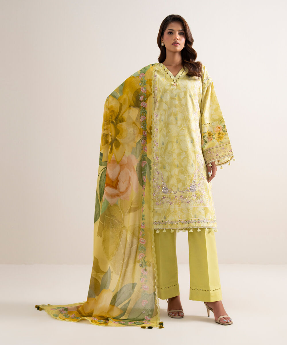 3 Piece - Embroidered Lawn Suit โ Sapphire view 3