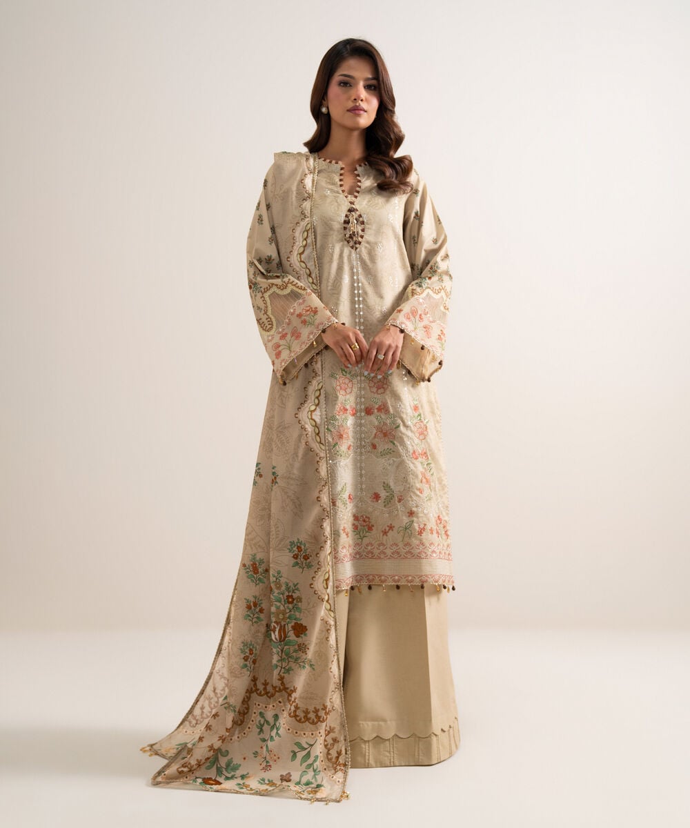 3 Piece - Embroidered Lawn Suit โ Sapphire view 3
