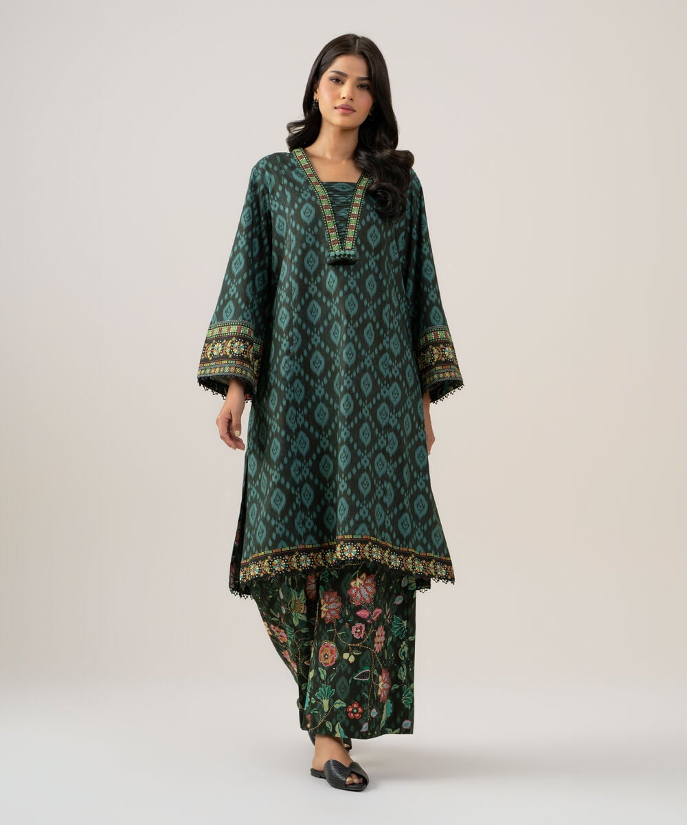 2 Piece - Printed Linen Suit — Sapphire