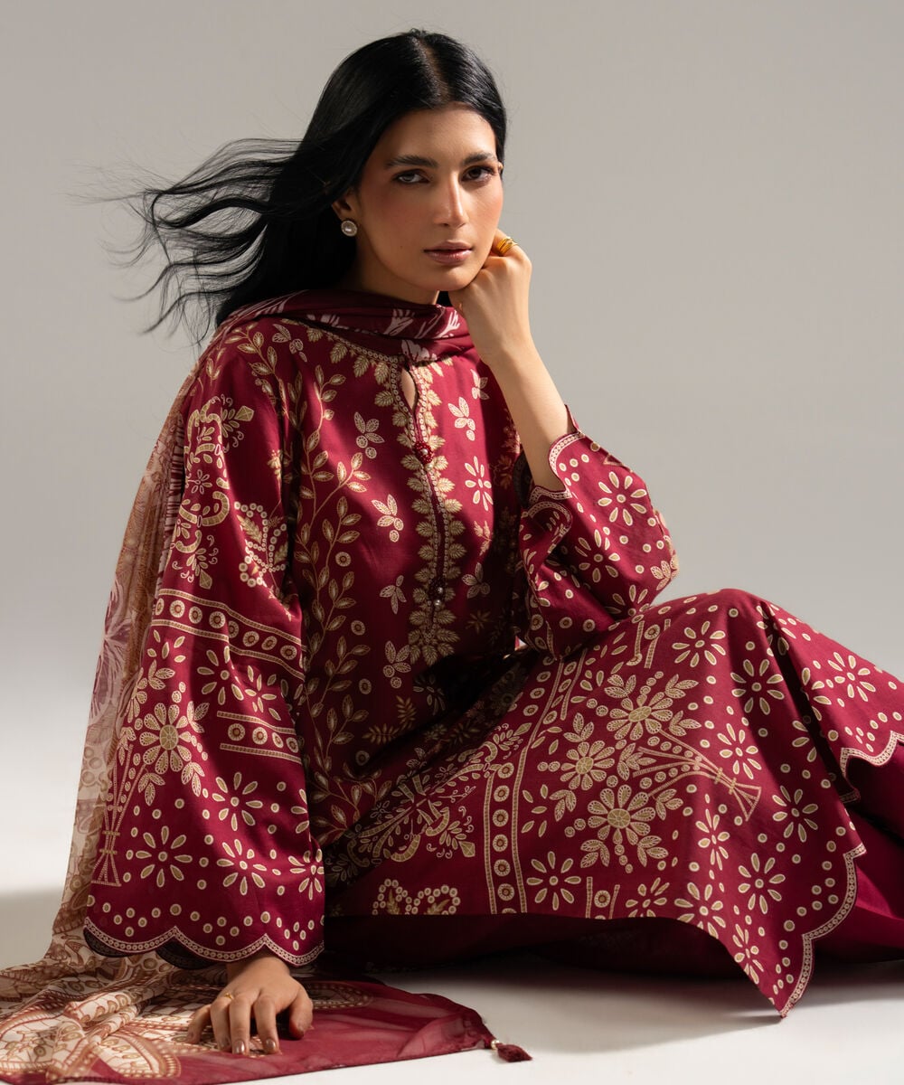 3 Piece - Printed Lawn Suit — Sapphire