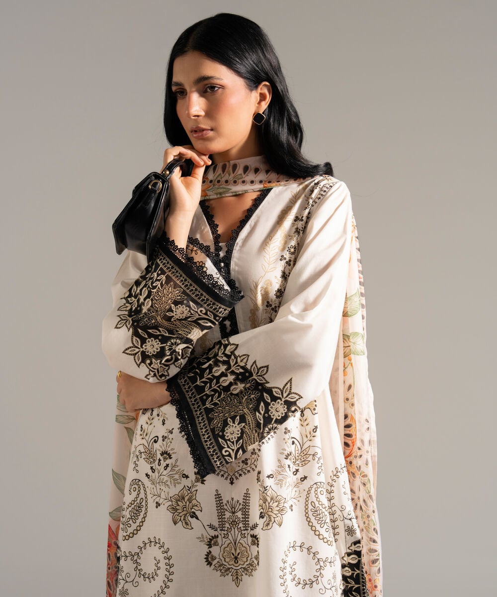3 Piece - Printed Lawn Suit — Sapphire