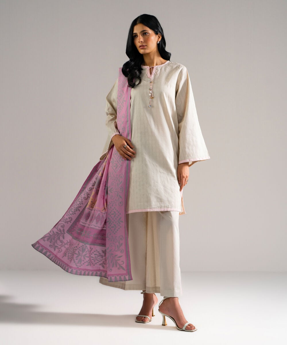 Printed Jacquard Dupatta — Sapphire
