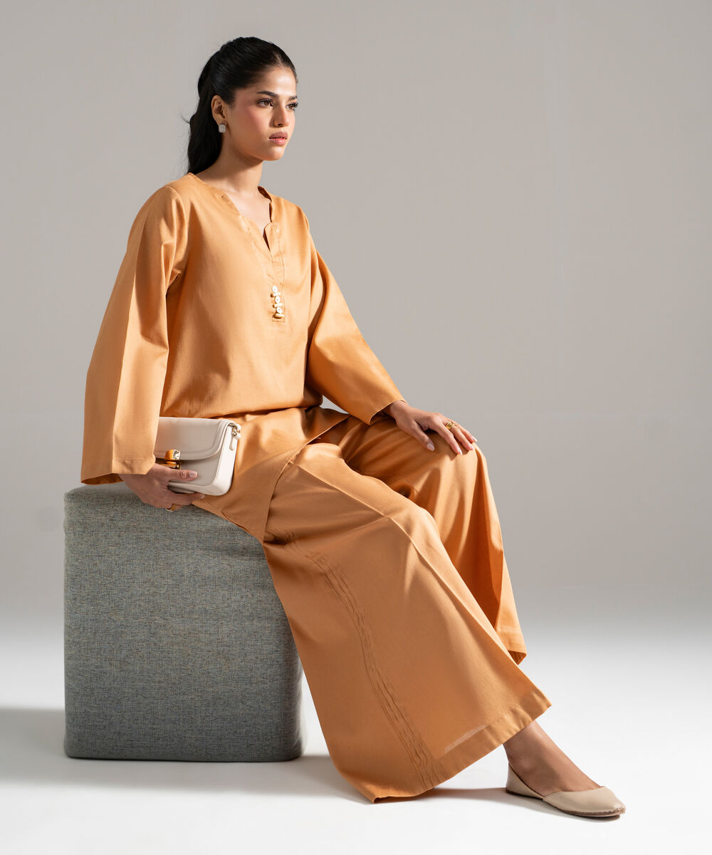 2 Piece - Solid Cotton Linen Suit — Sapphire view 3