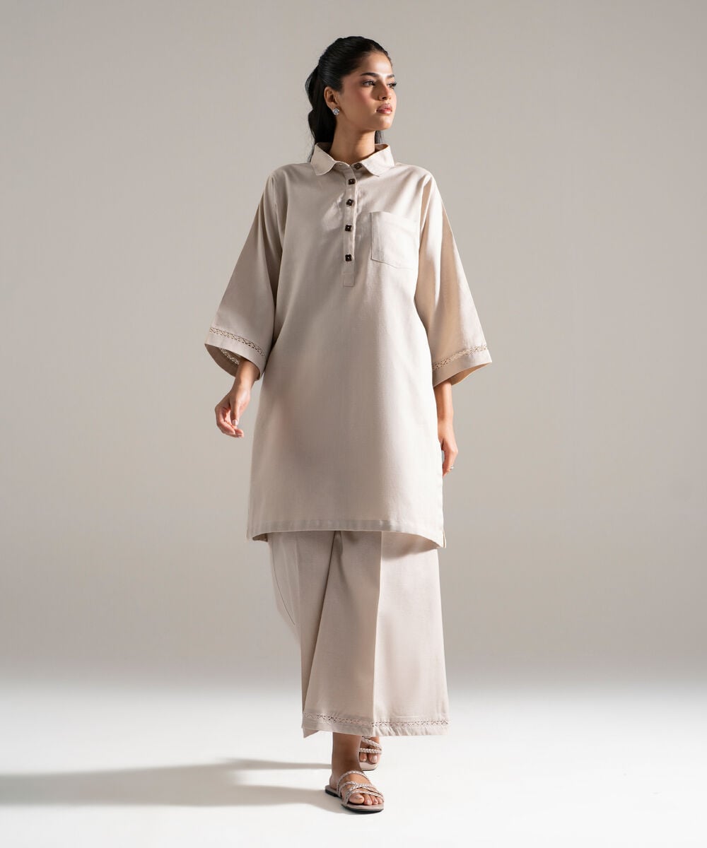 2 Piece - Solid Cotton Linen Suit — Sapphire