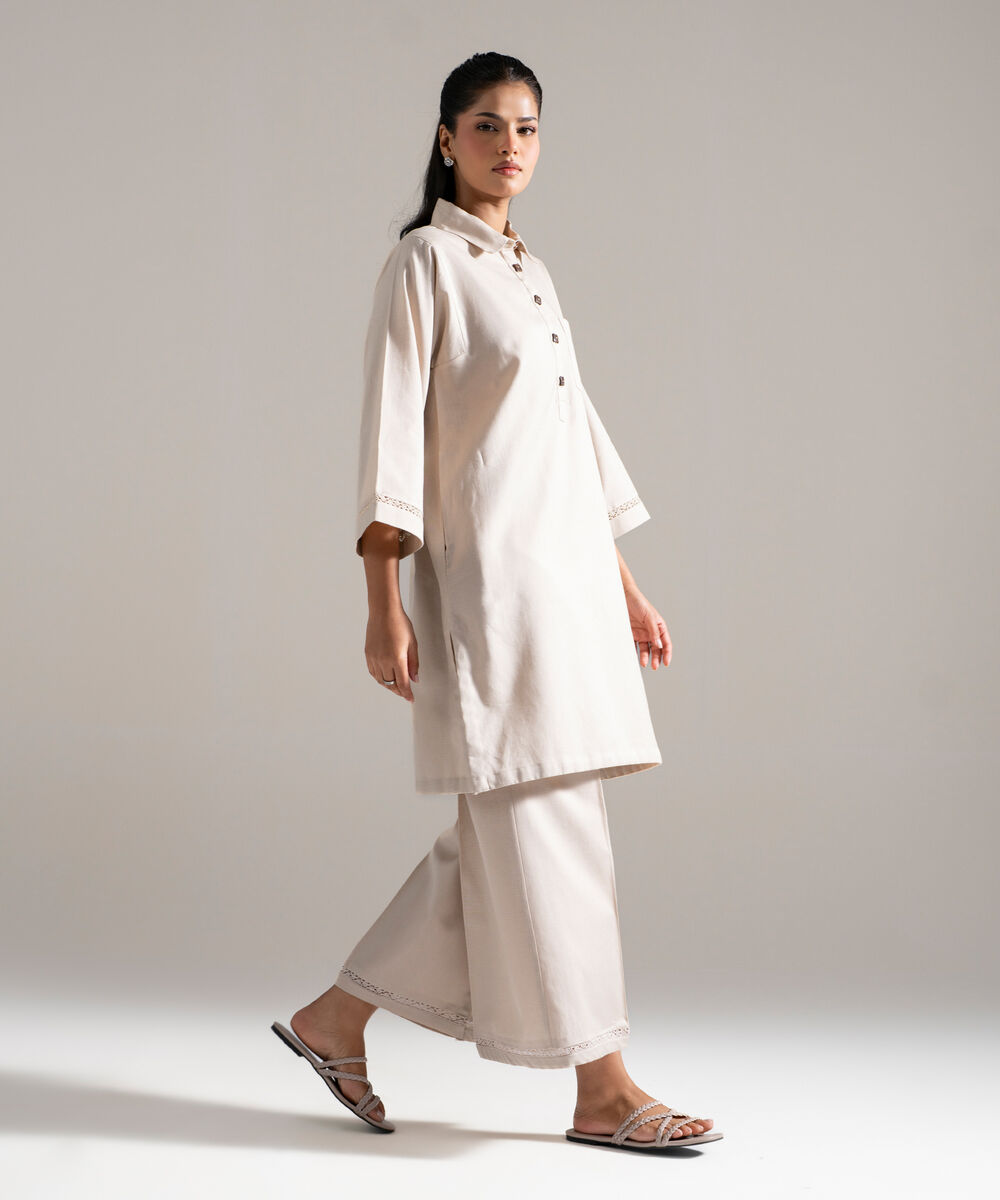 2 Piece - Solid Cotton Linen Suit — Sapphire view 3