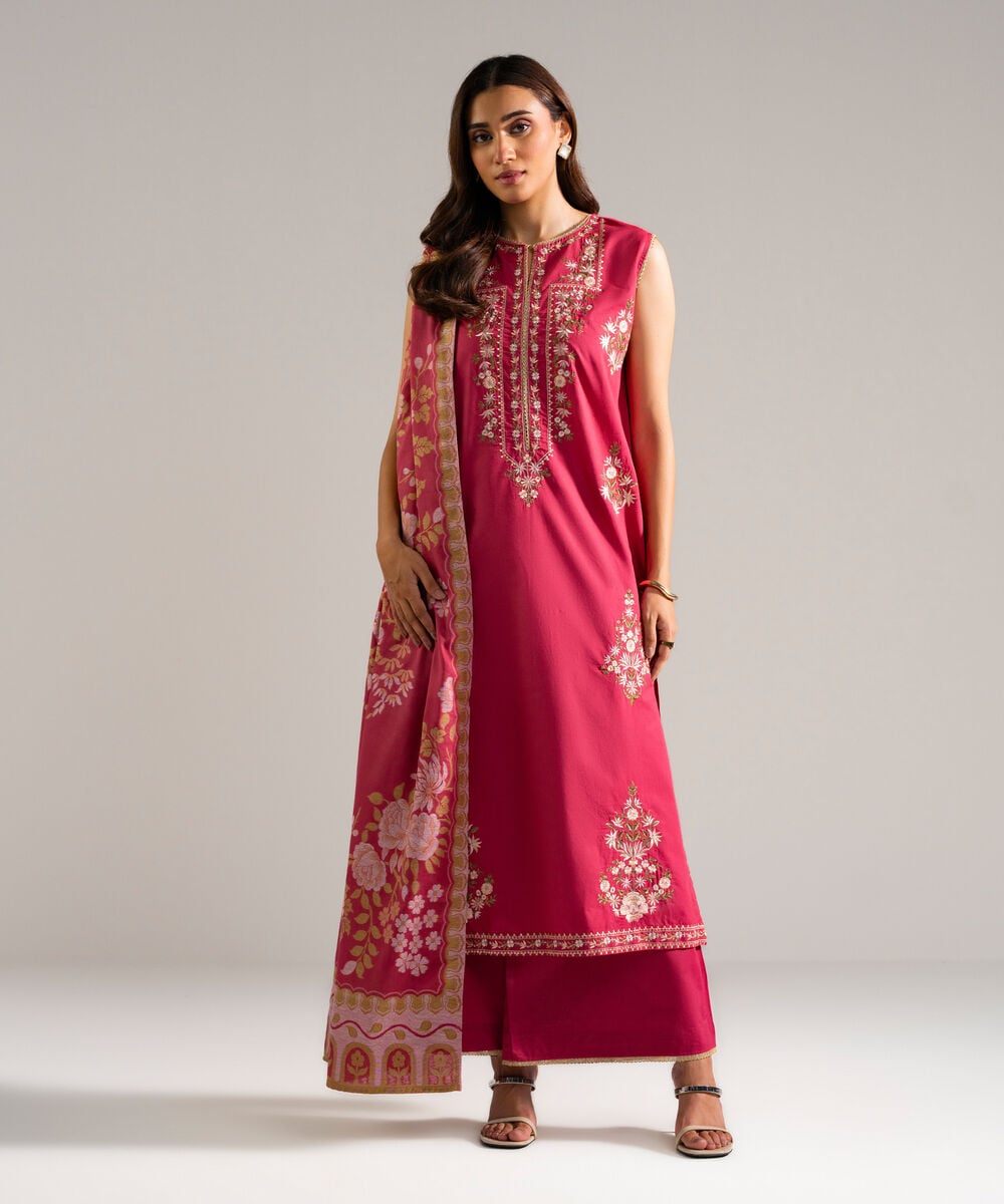 2 Piece - Embroidered Cambric Suit — Sapphire