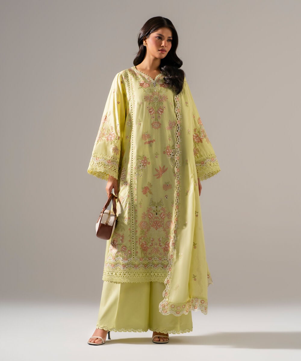 3 Piece - Embroidered Dobby Suit — Sapphire view 3