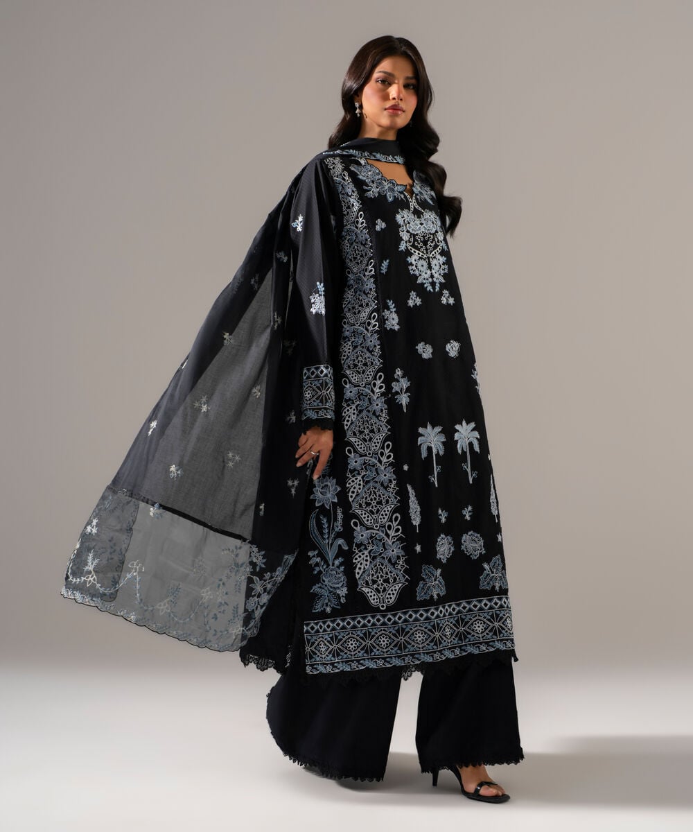 3 Piece - Embroidered Dobby Suit โ Sapphire view 3
