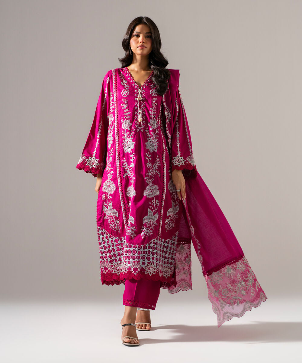 3 Piece - Embroidered Dobby Suit — Sapphire view 3