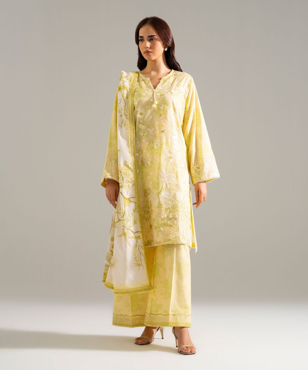 3 Piece - Embroidered Lawn Suit — Sapphire view 3