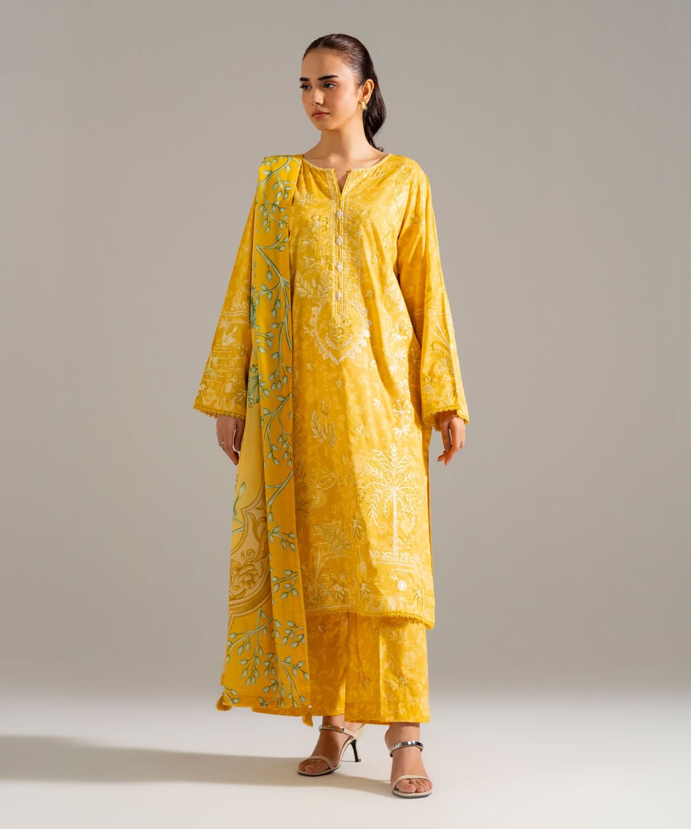 3 Piece - Embroidered Lawn Suit — Sapphire