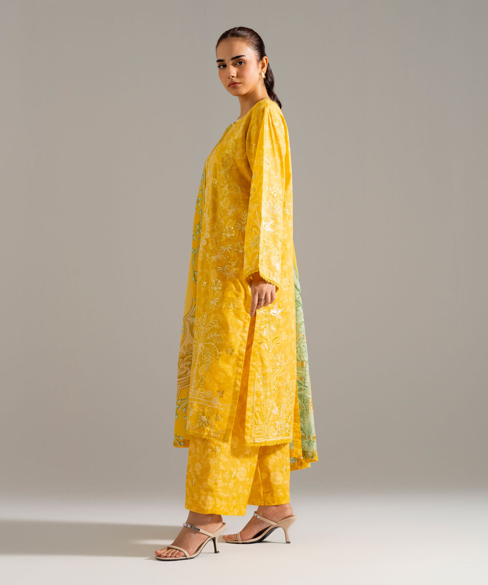 3 Piece - Embroidered Lawn Suit — Sapphire view 3