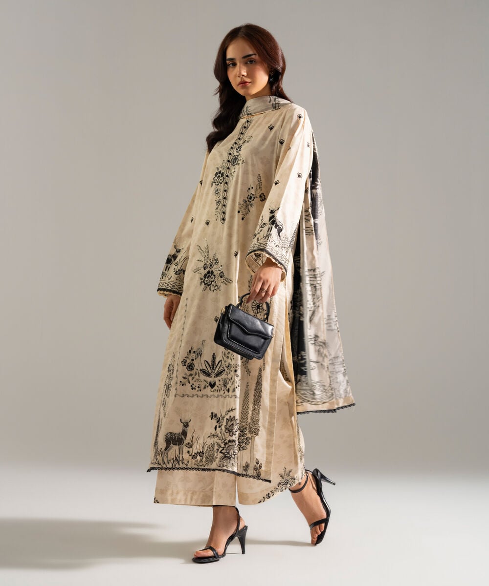 3 Piece - Embroidered Lawn Suit — Sapphire