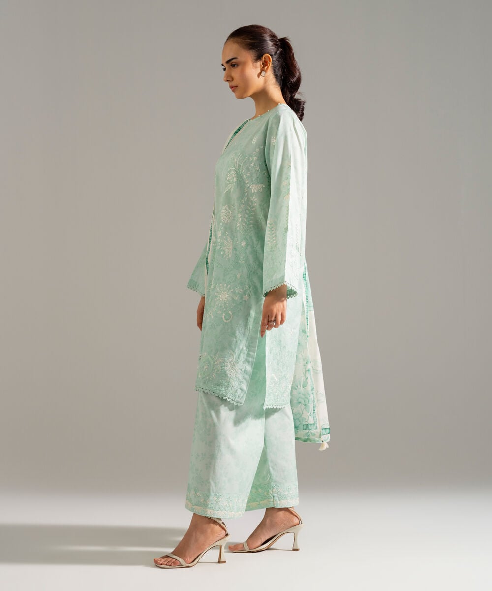 3 Piece - Embroidered Lawn Suit — Sapphire view 3