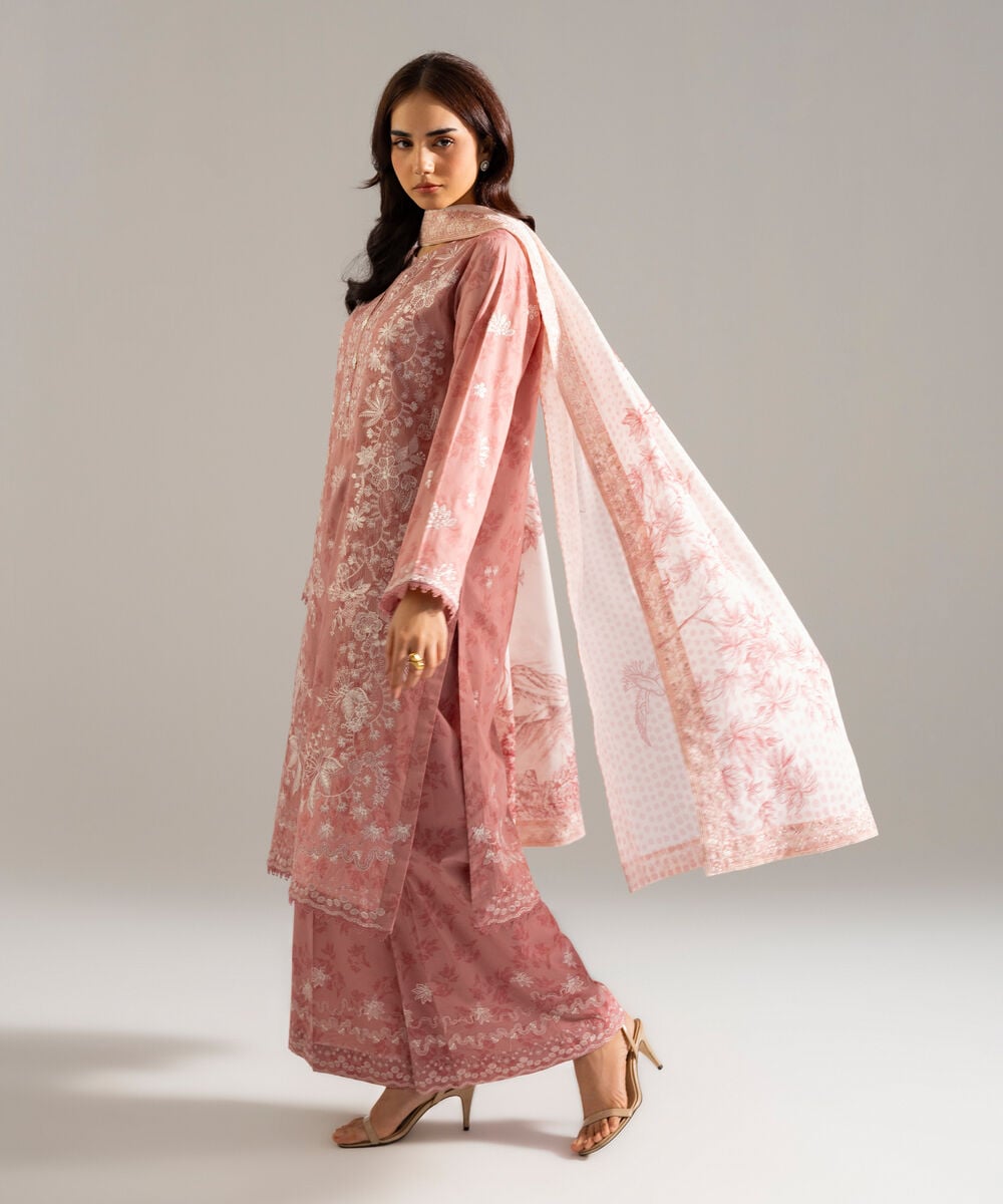 3 Piece - Embroidered Lawn Suit — Sapphire view 3