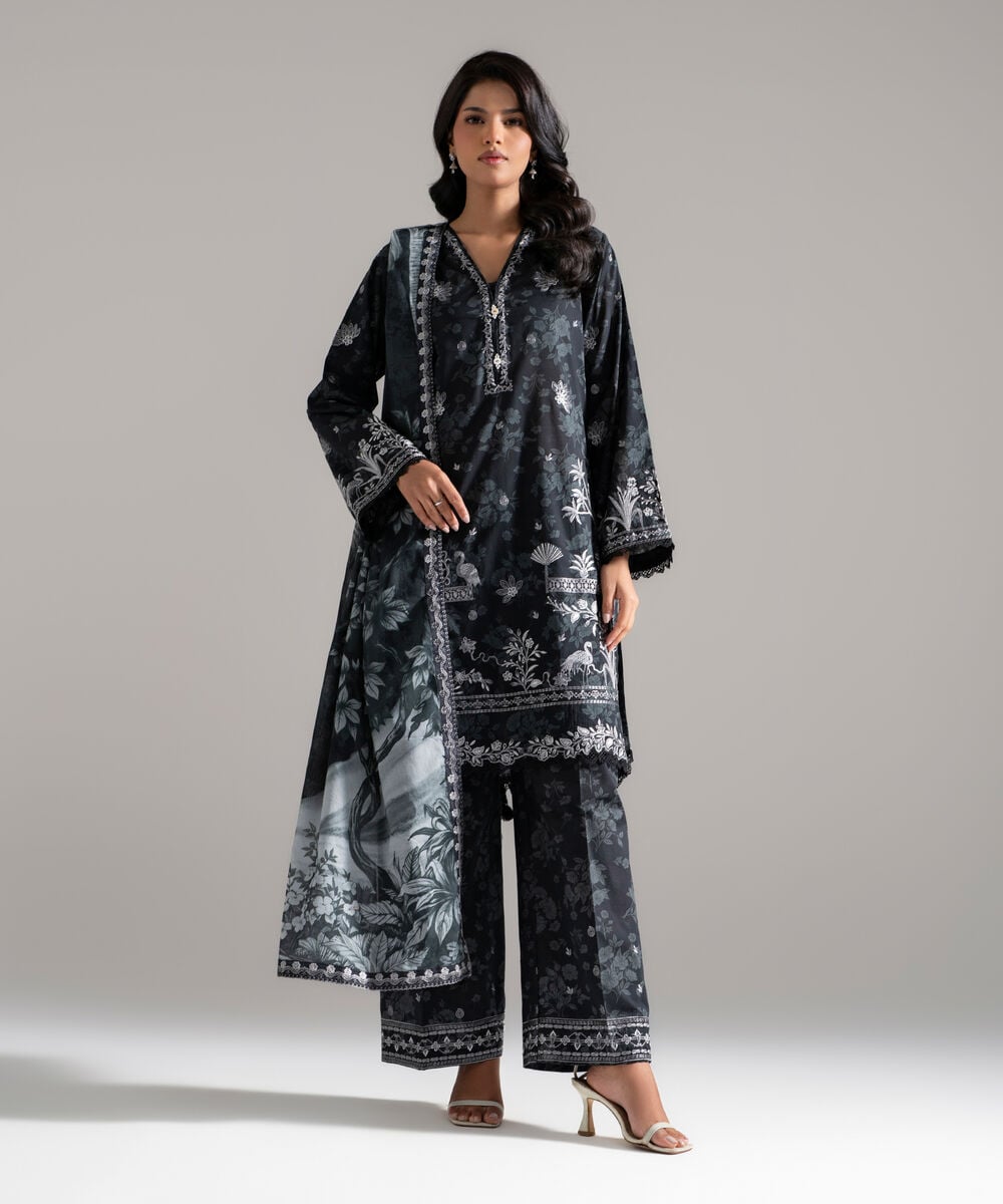 3 Piece - Embroidered Lawn Suit — Sapphire