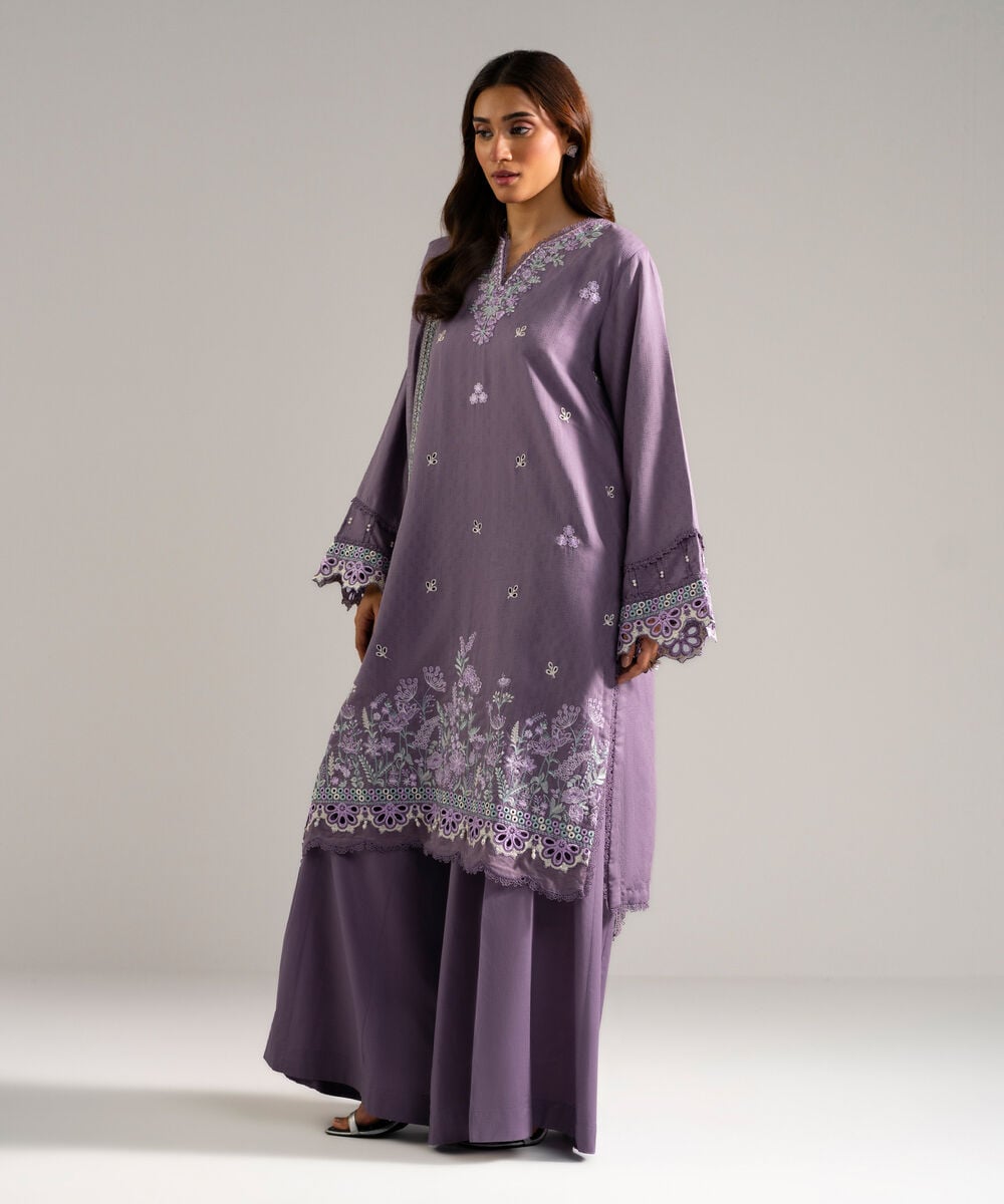 3 Piece - Embroidered Viscose Suit — Sapphire view 3