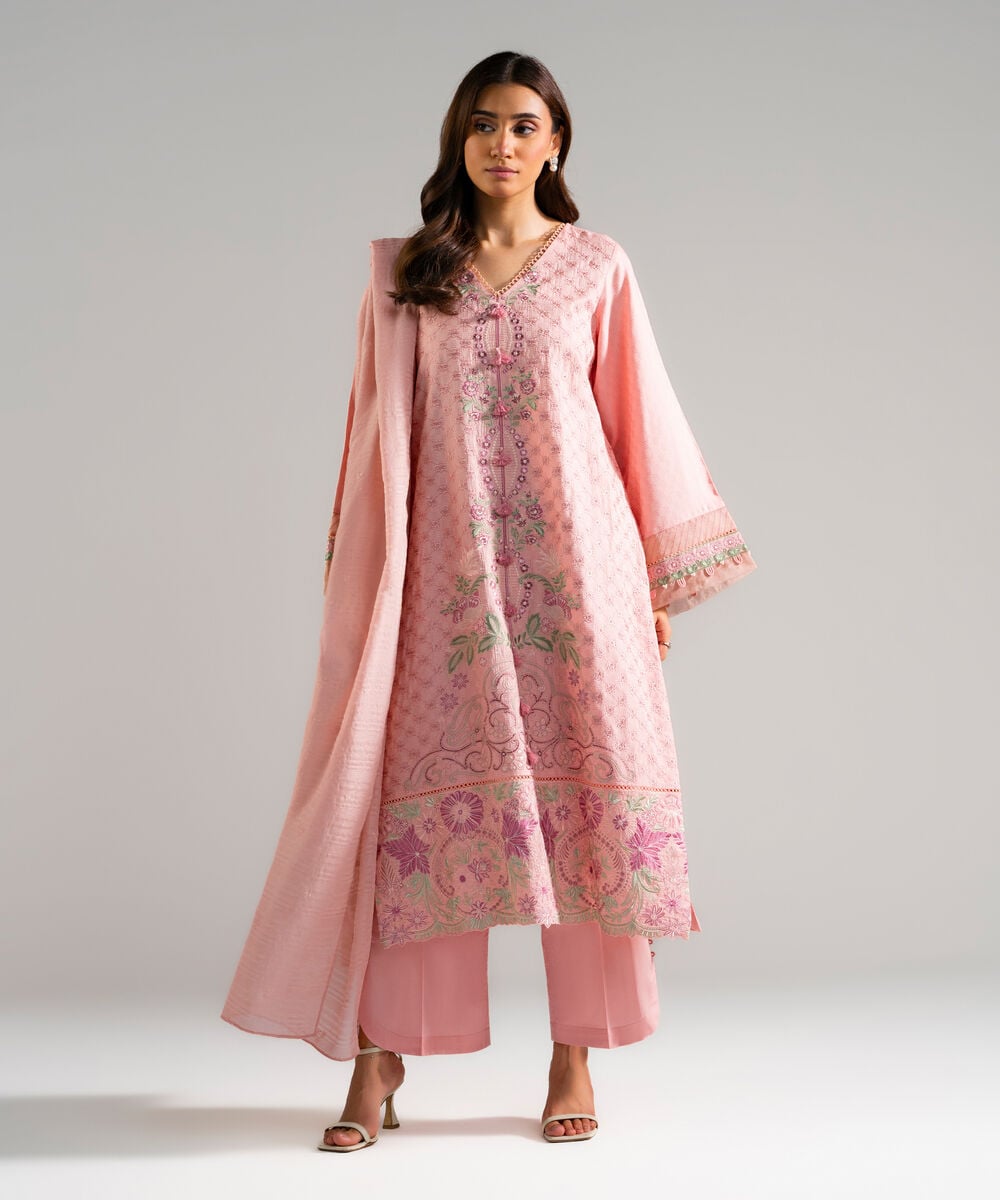 3 Piece - Embroidered Viscose Suit — Sapphire