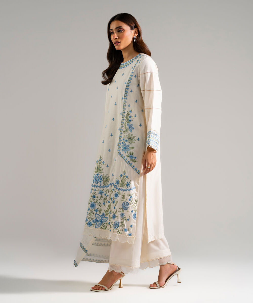 3 Piece - Embroidered Viscose Suit — Sapphire view 3