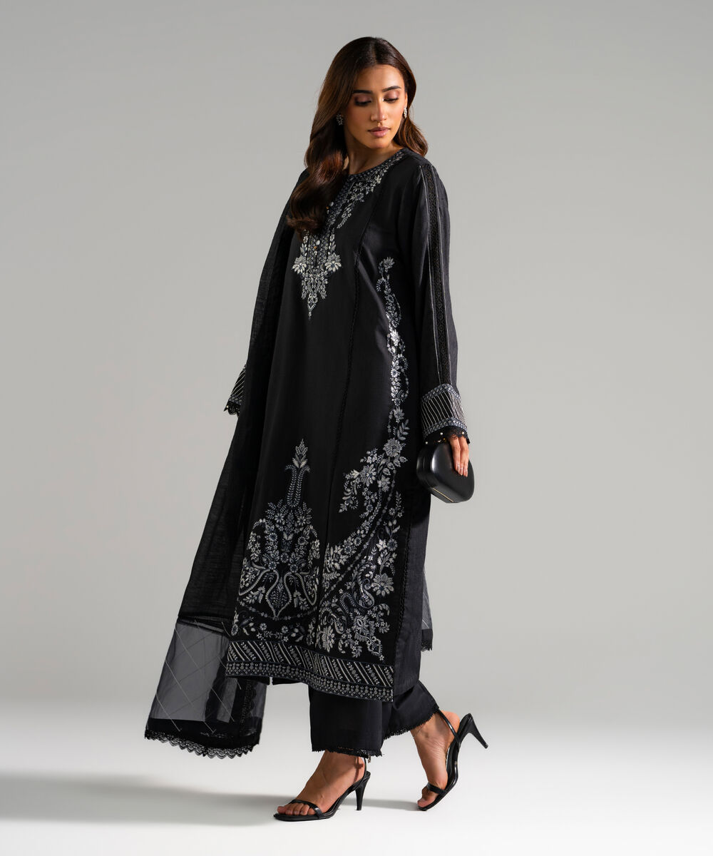 3 Piece - Embroidered Viscose Suit — Sapphire view 3