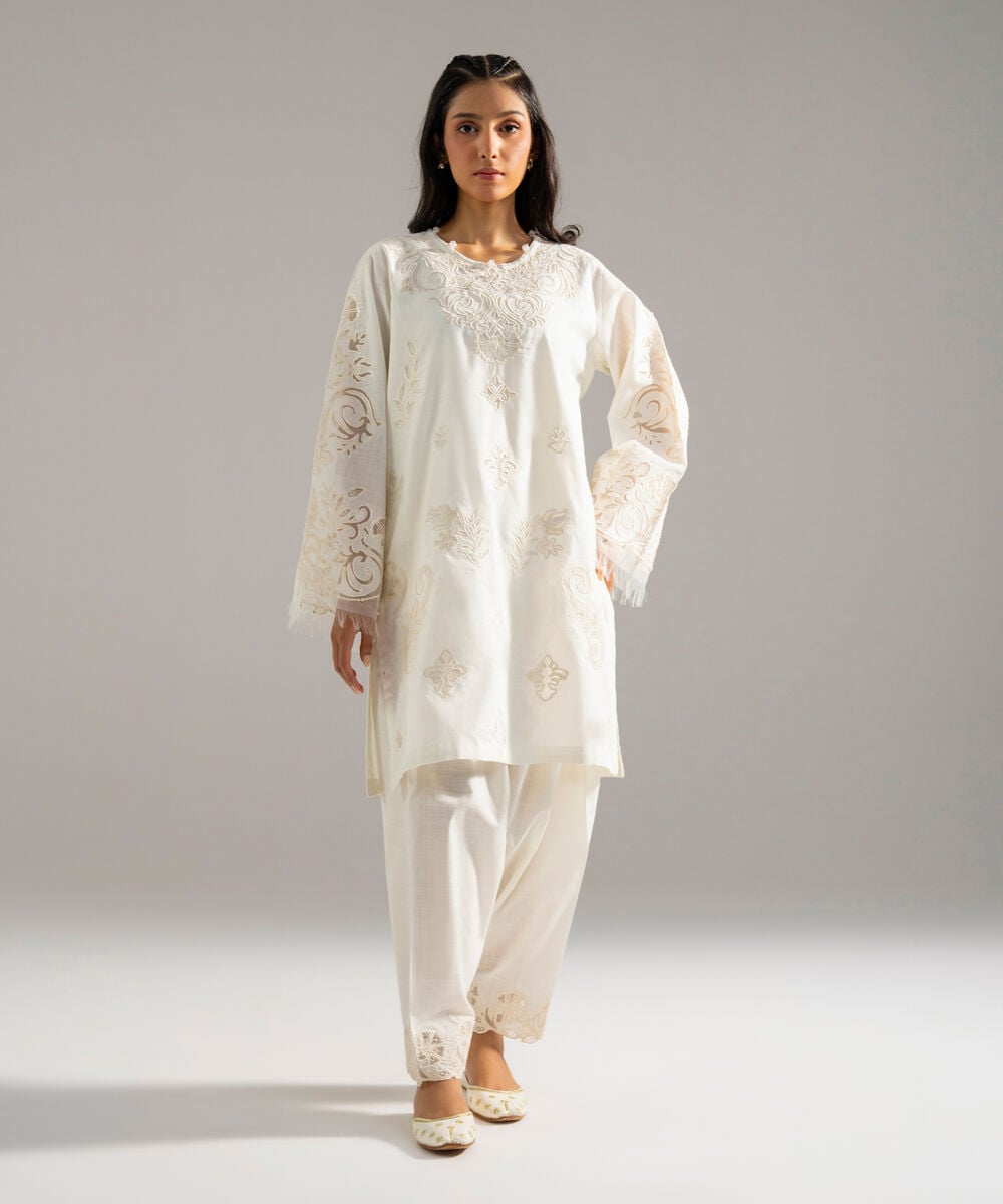 2 Piece - Embroidered Crosshatch Suit — Sapphire