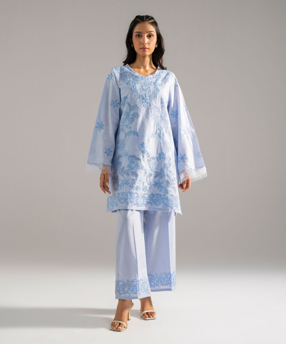 2 Piece - Embroidered Crosshatch Suit — Sapphire view 3
