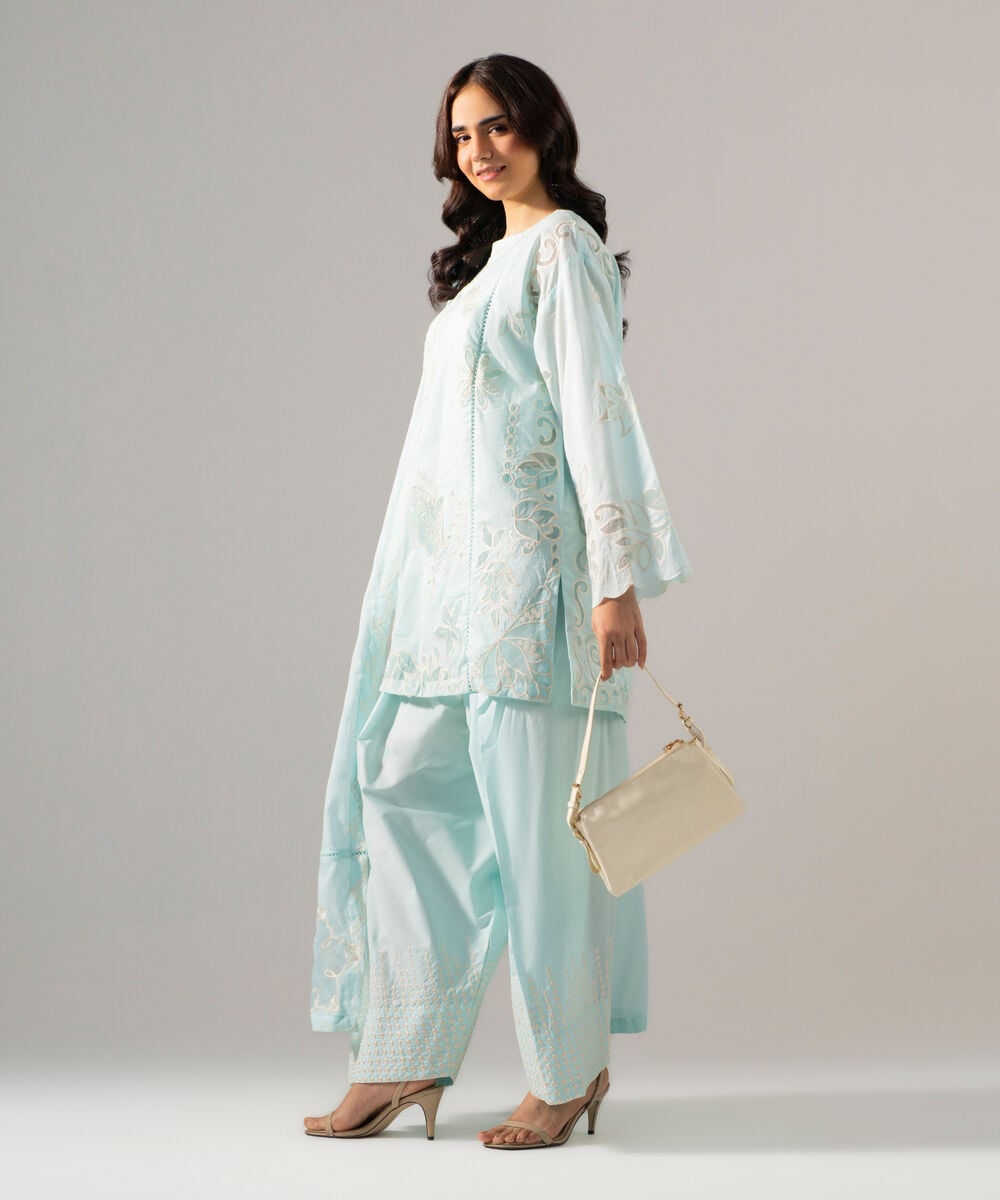 3 Piece - Embroidered Lawn Suit — Sapphire view 3