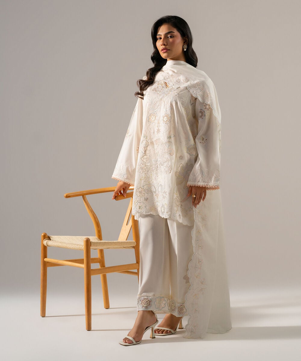 3 Piece - Embroidered Lawn Suit — Sapphire view 3