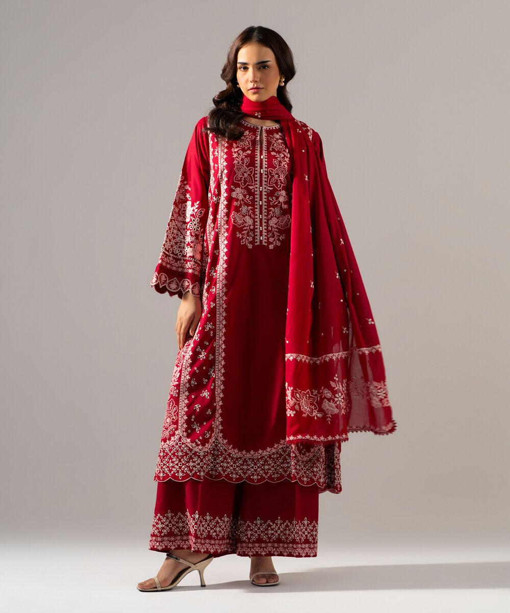 3 Piece - Embroidered Lawn Suit — Sapphire