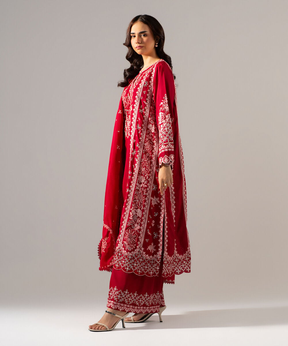 3 Piece - Embroidered Lawn Suit — Sapphire view 3