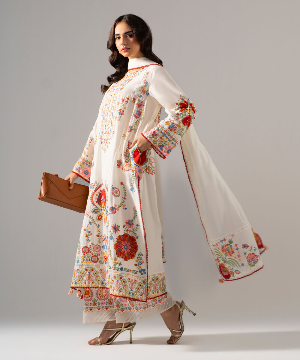 3 Piece - Embroidered Lawn Suit — Sapphire view 3