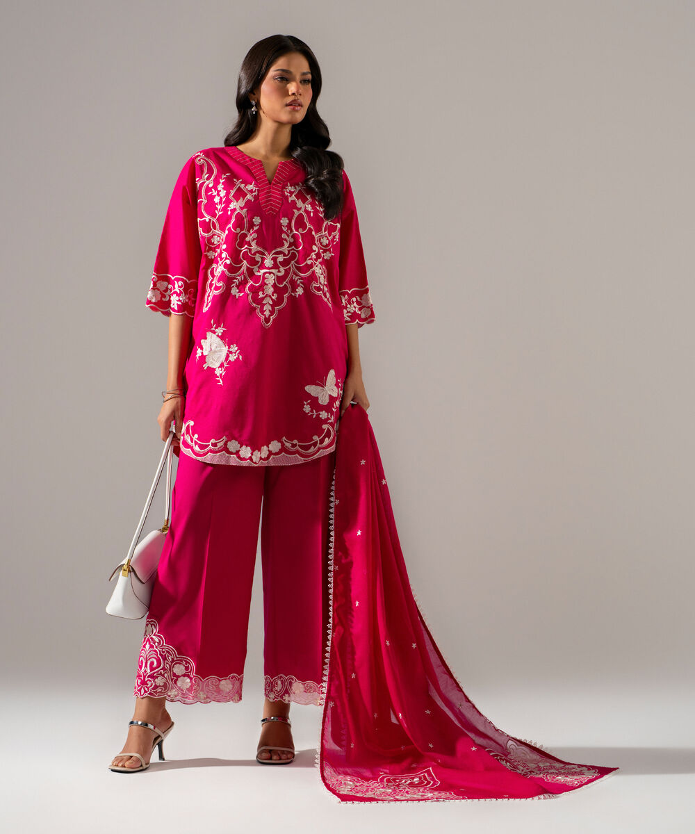 3 Piece - Embroidered Lawn Suit — Sapphire