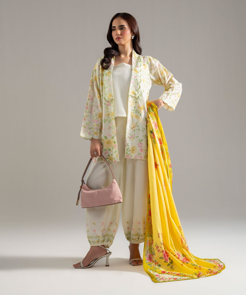 3 Piece - Embroidered Cambric Suit — Sapphire