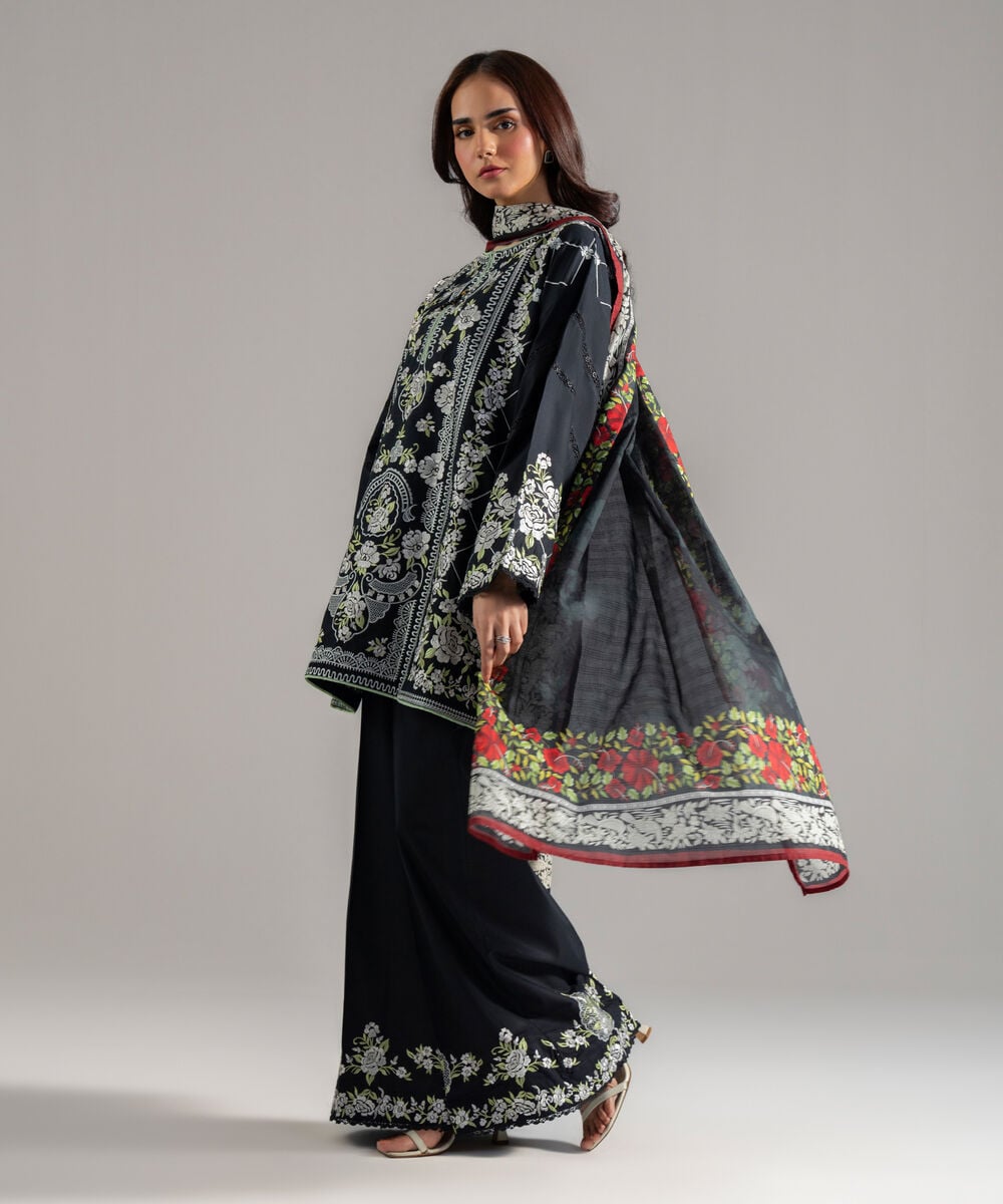 3 Piece - Embroidered Cambric Suit — Sapphire view 3
