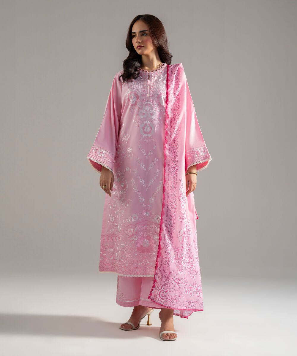 3 Piece - Embroidered Cambric Suit — Sapphire