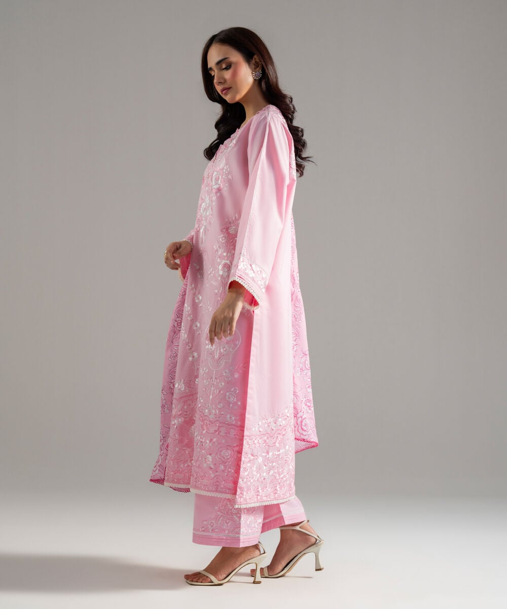 3 Piece - Embroidered Cambric Suit — Sapphire view 3