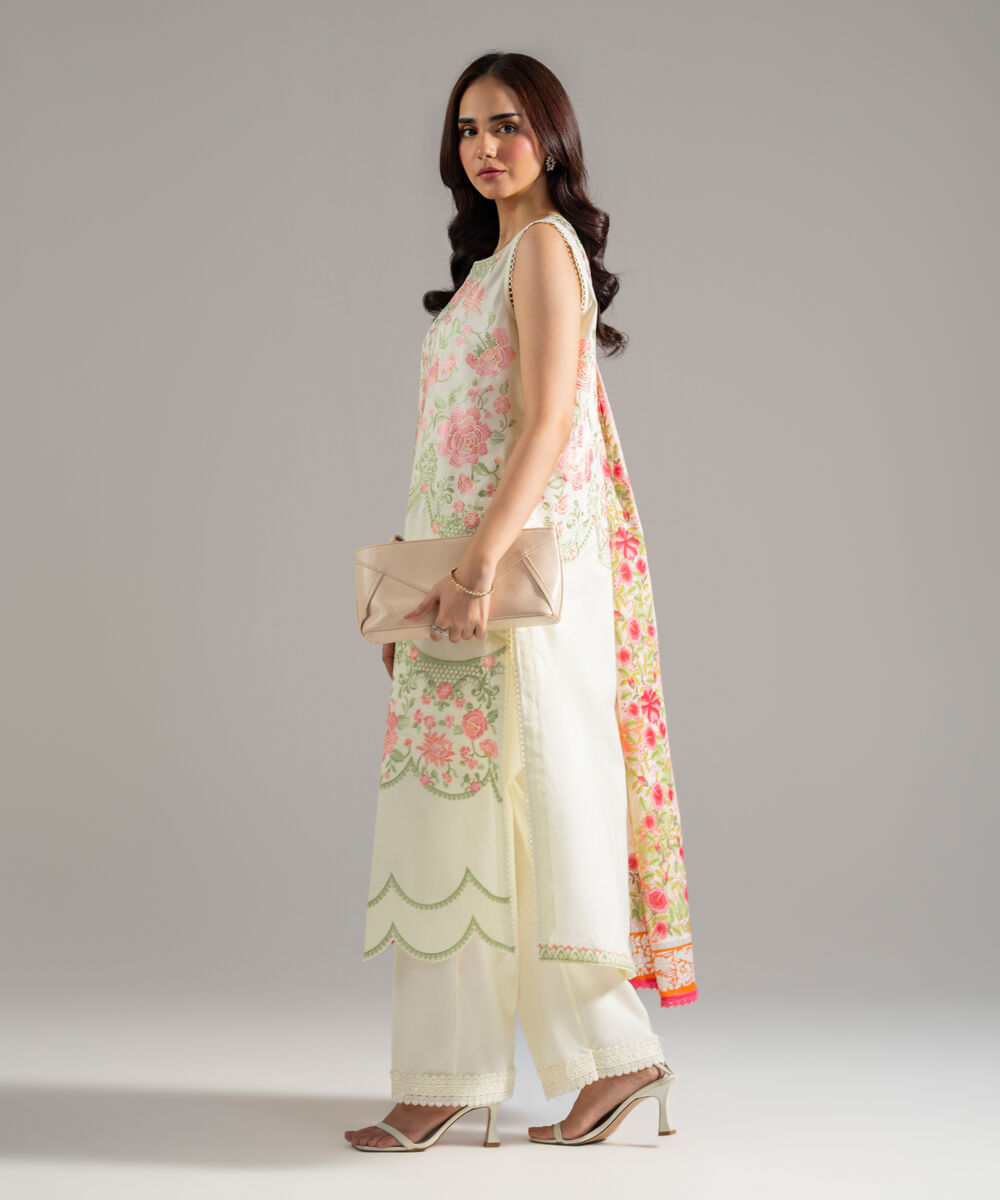 3 Piece - Embroidered Cambric Suit โ Sapphire view 3