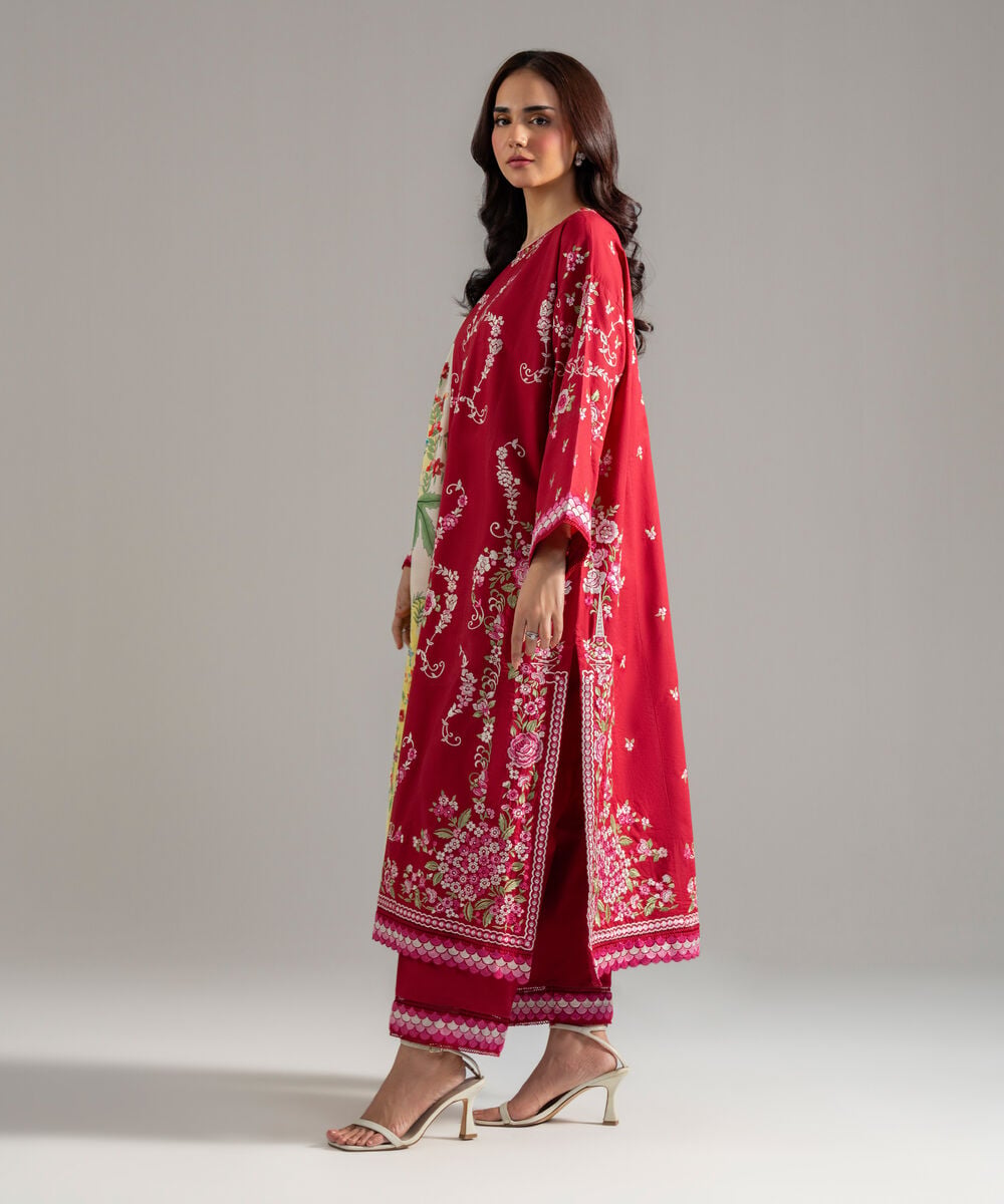 3 Piece - Embroidered Cambric Suit — Sapphire view 3