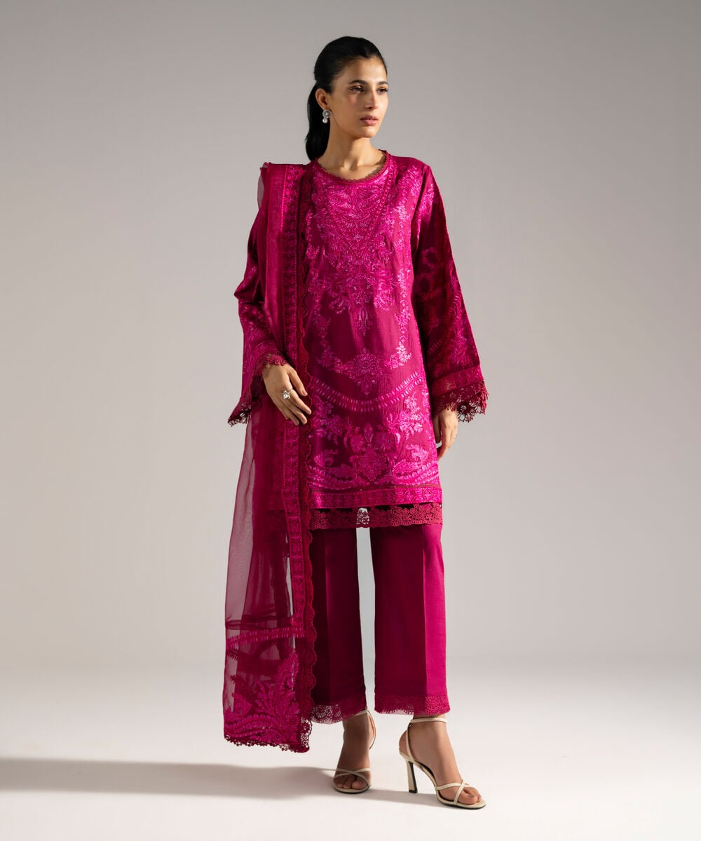 3 Piece - Embroidered Crosshatch Suit — Sapphire