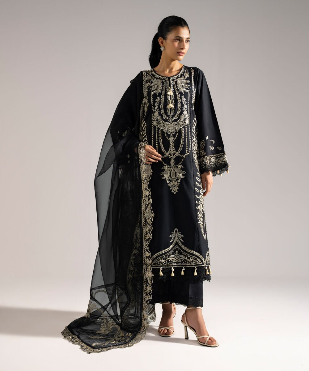 3 Piece - Embroidered Crosshatch Suit — Sapphire