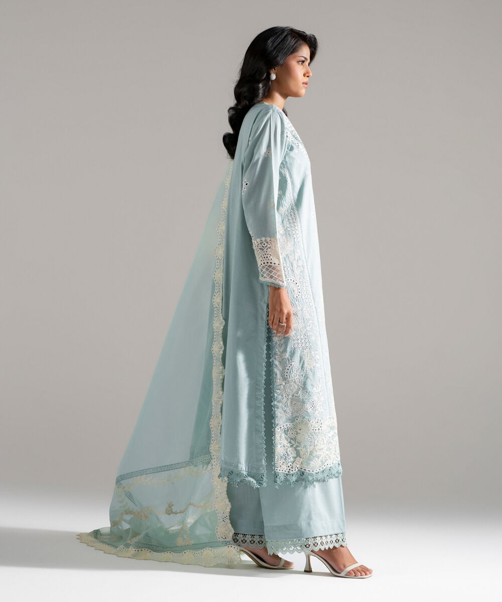 3 Piece - Embroidered Crosshatch Suit — Sapphire view 3