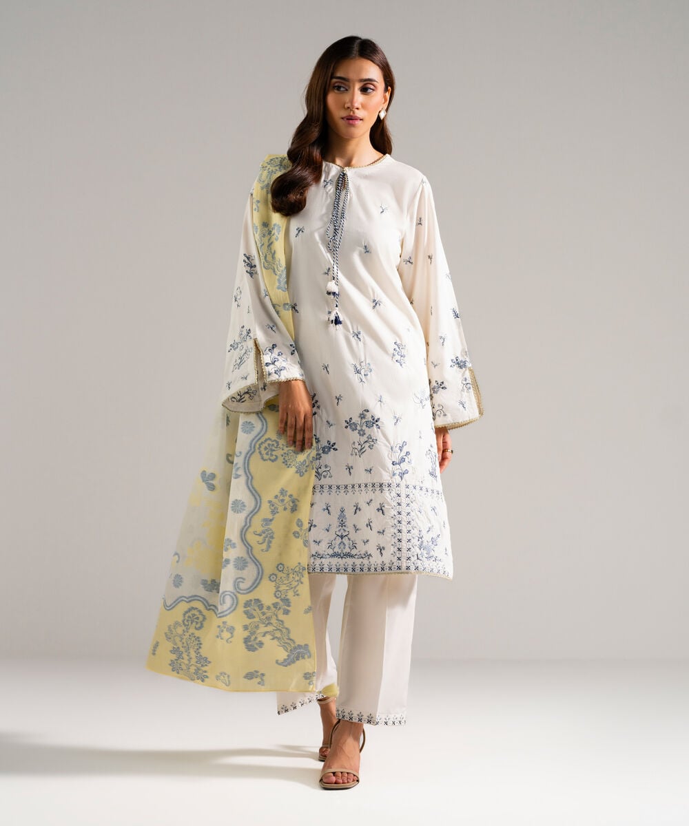 Printed Jacquard Dupatta โ Sapphire view 3