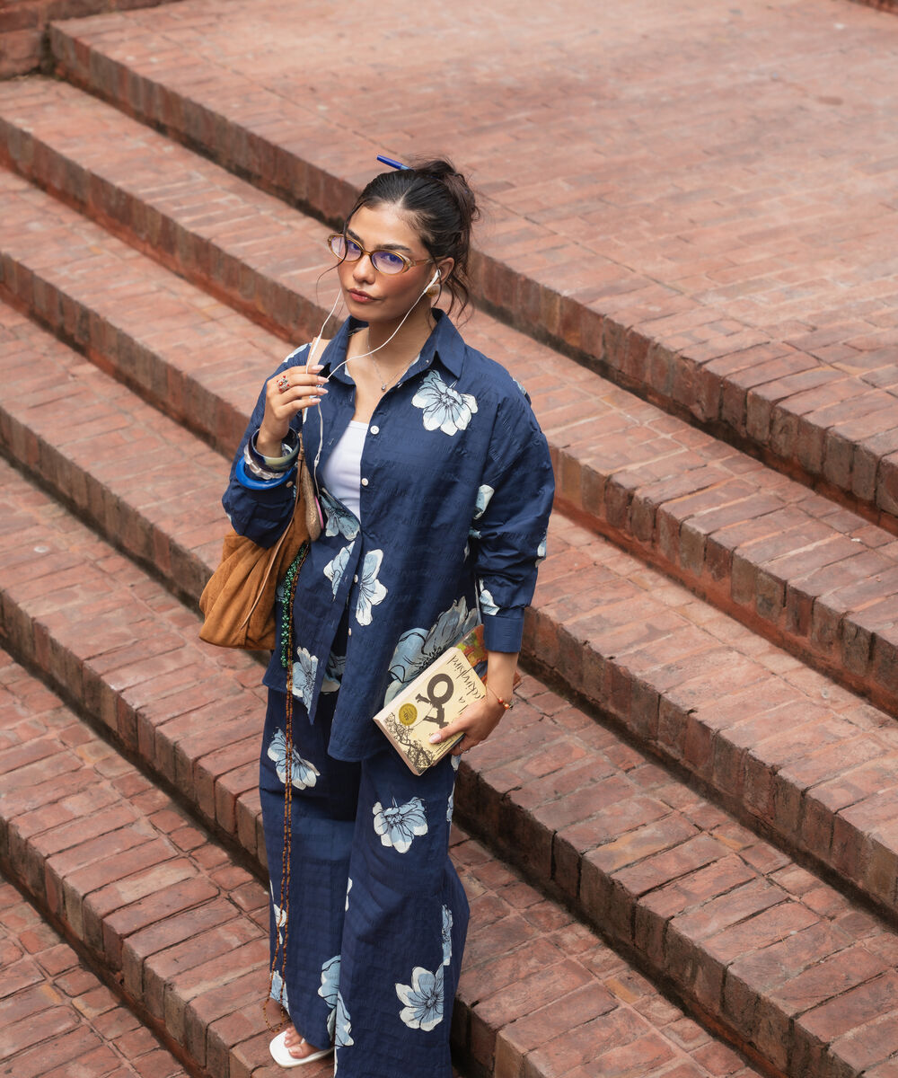 2 Piece - Printed Seersucker Suit — Sapphire