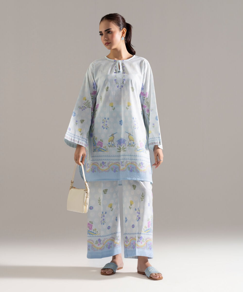 2 Piece - Printed Seersucker Suit — Sapphire