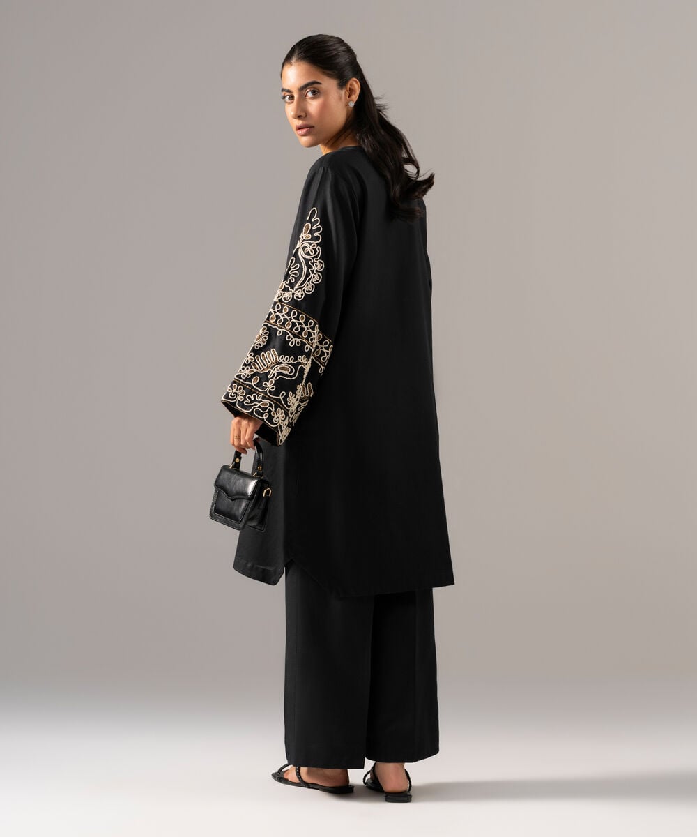 2 Piece - Embroidered Cotton Linen Suit — Sapphire view 3