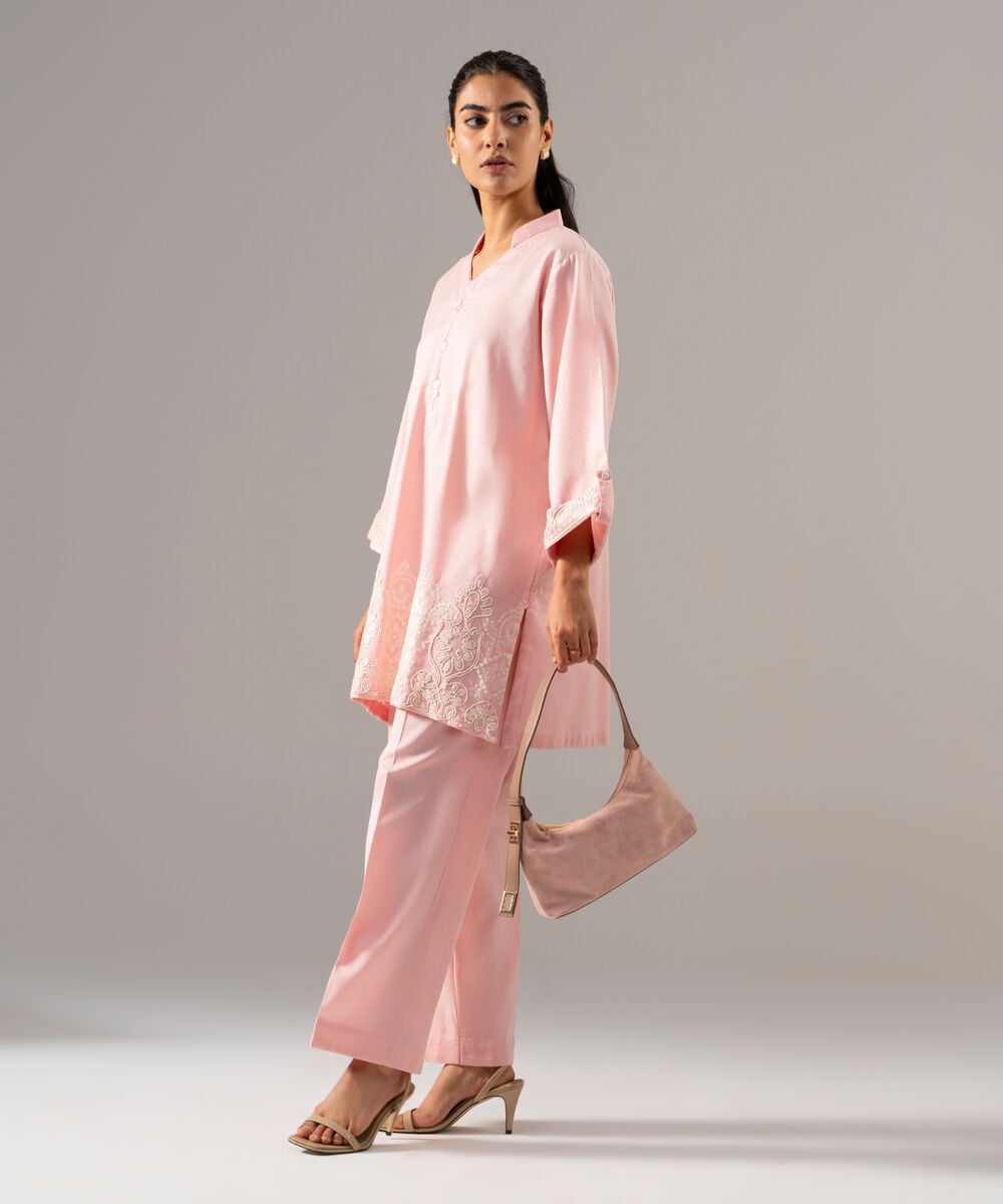 2 Piece - Embroidered Cotton Linen Suit — Sapphire view 3